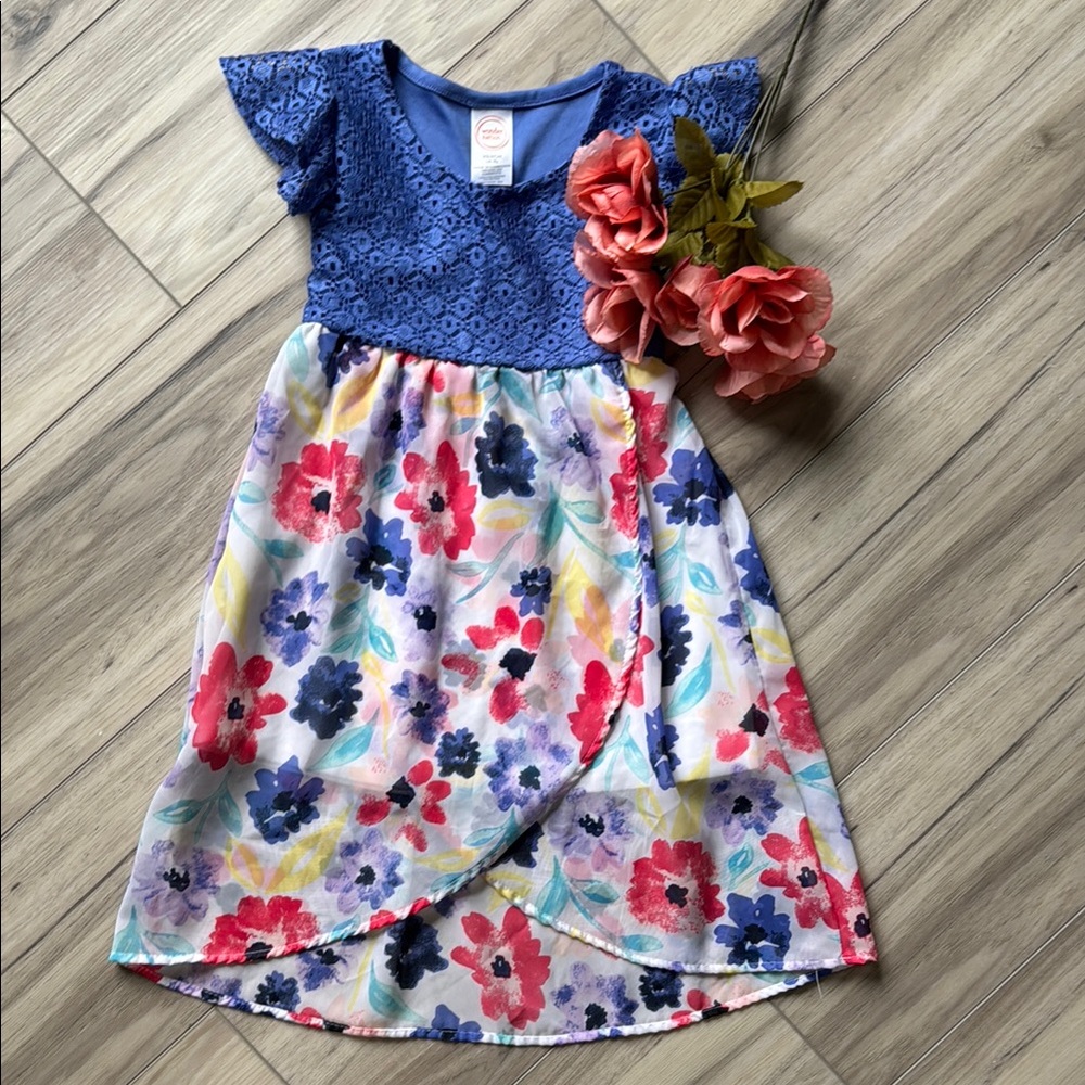 Floral Blue Kids Dress